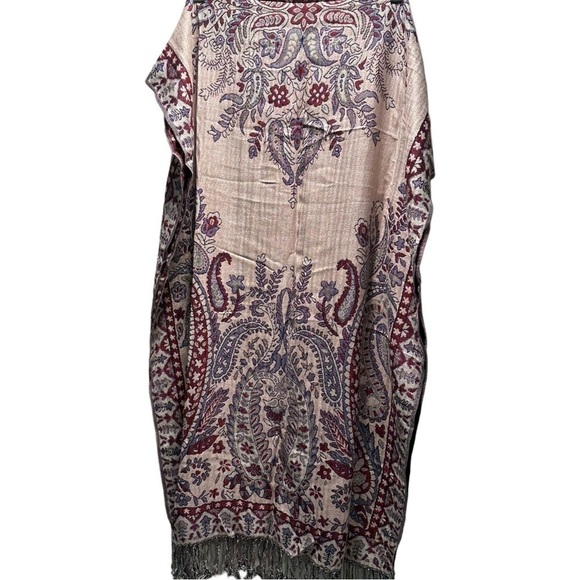 Elegant Large Shawl Wrap Double-sided Super Soft Quality Rayon Silver Blue Pink - Picture 13 of 15